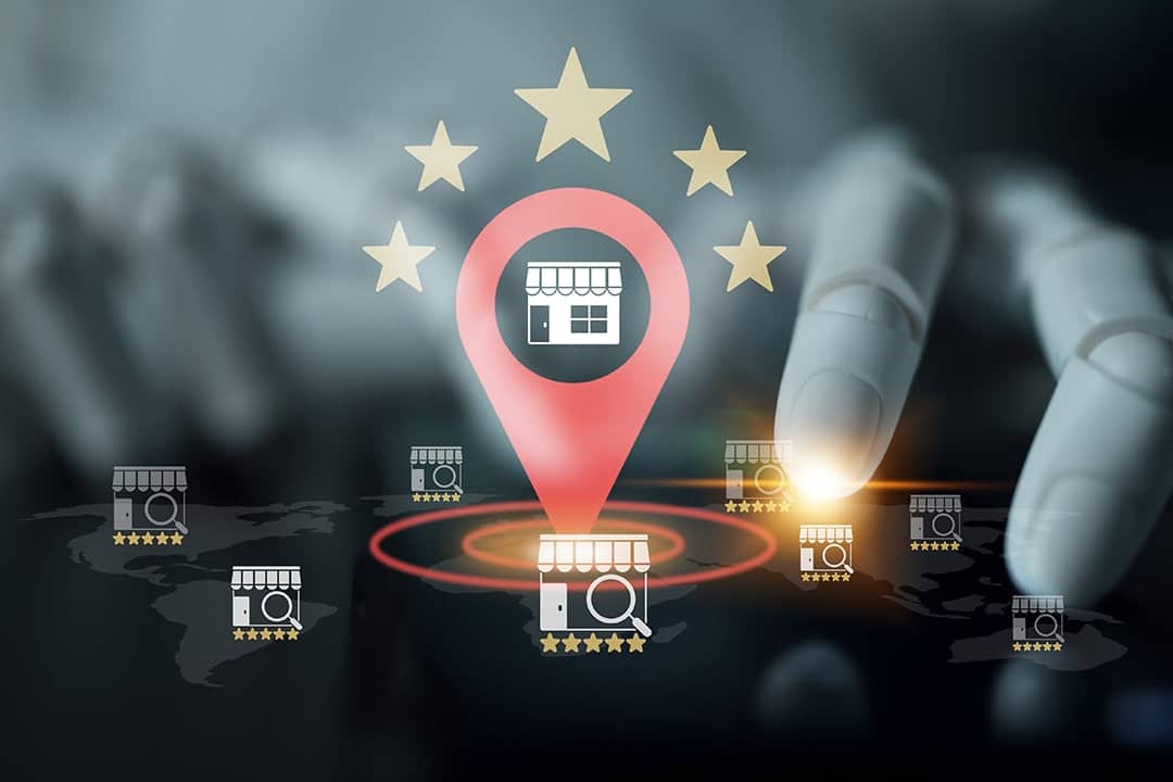 Conceptual graphic of AI assisting location of markets.
